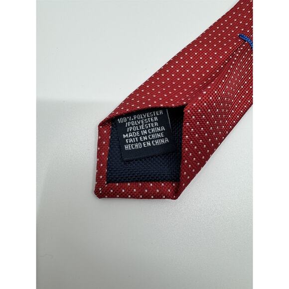 Nautica Mens Neck Tie Red With White Polka Dots Polyester China - Picture 3 of 4
